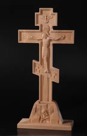 Golgotha wooden table without attendant saints