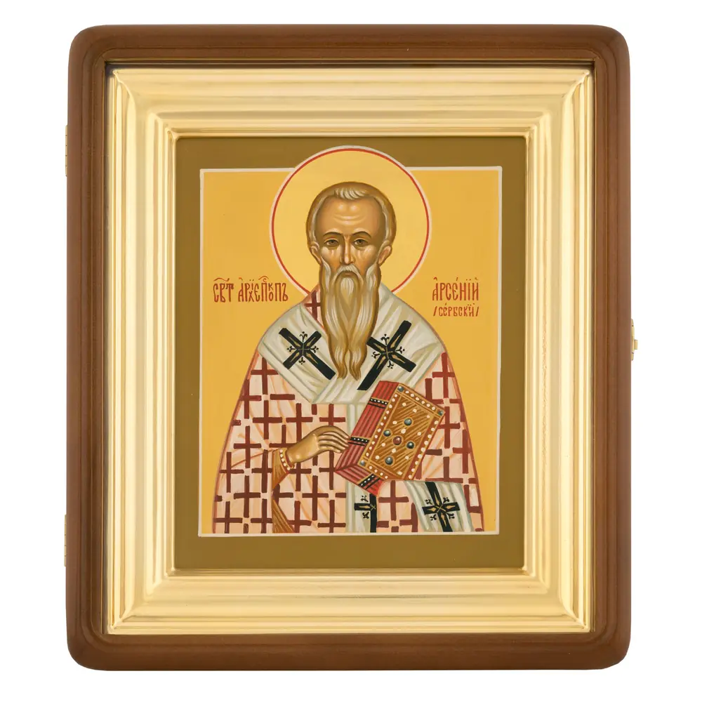ფერწერული ხატი დაფაზე კიოტში 18×24 ტემპერა, მოოქროვილი შარავანდედი, კიდობანი, კიოტი №1 არსენი სერბი, 00024