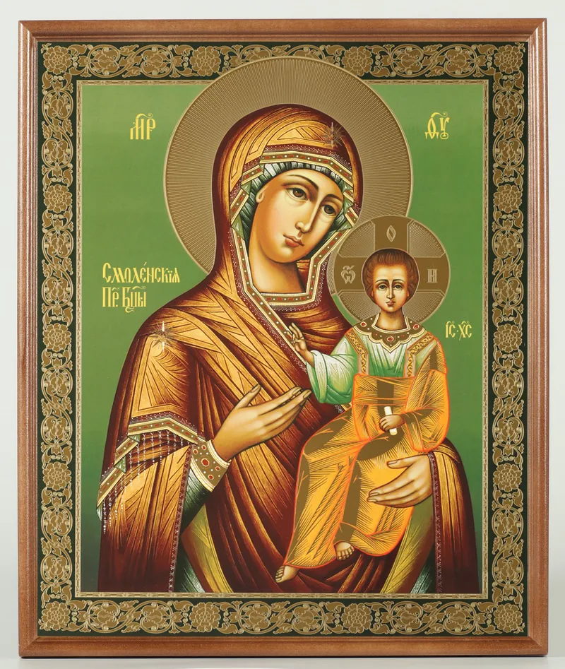 Икона в деревянной рамке №1 30х40 двойное тиснение, упаковка Смоленская БМ 01