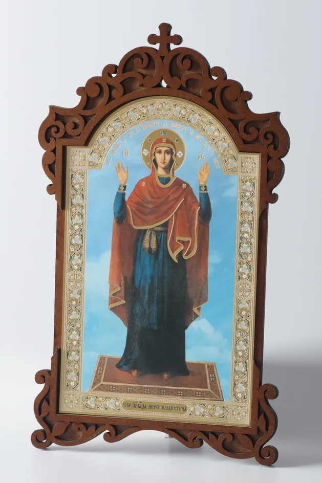 Icon on wooden panel 11×13 double embossing, shaped, arched Indestructible Wall