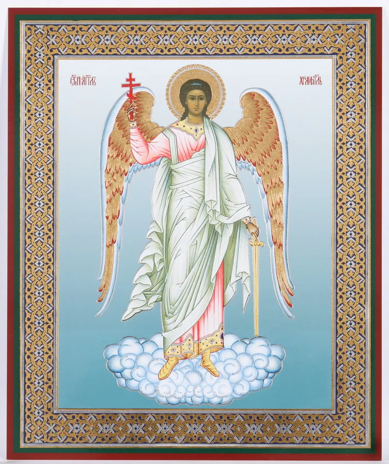 Icon on hardboard №1 18×24 double embossing Guardian Angel (full-length)