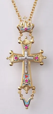Pectoral cross jubilee, enamel miniature / gilding