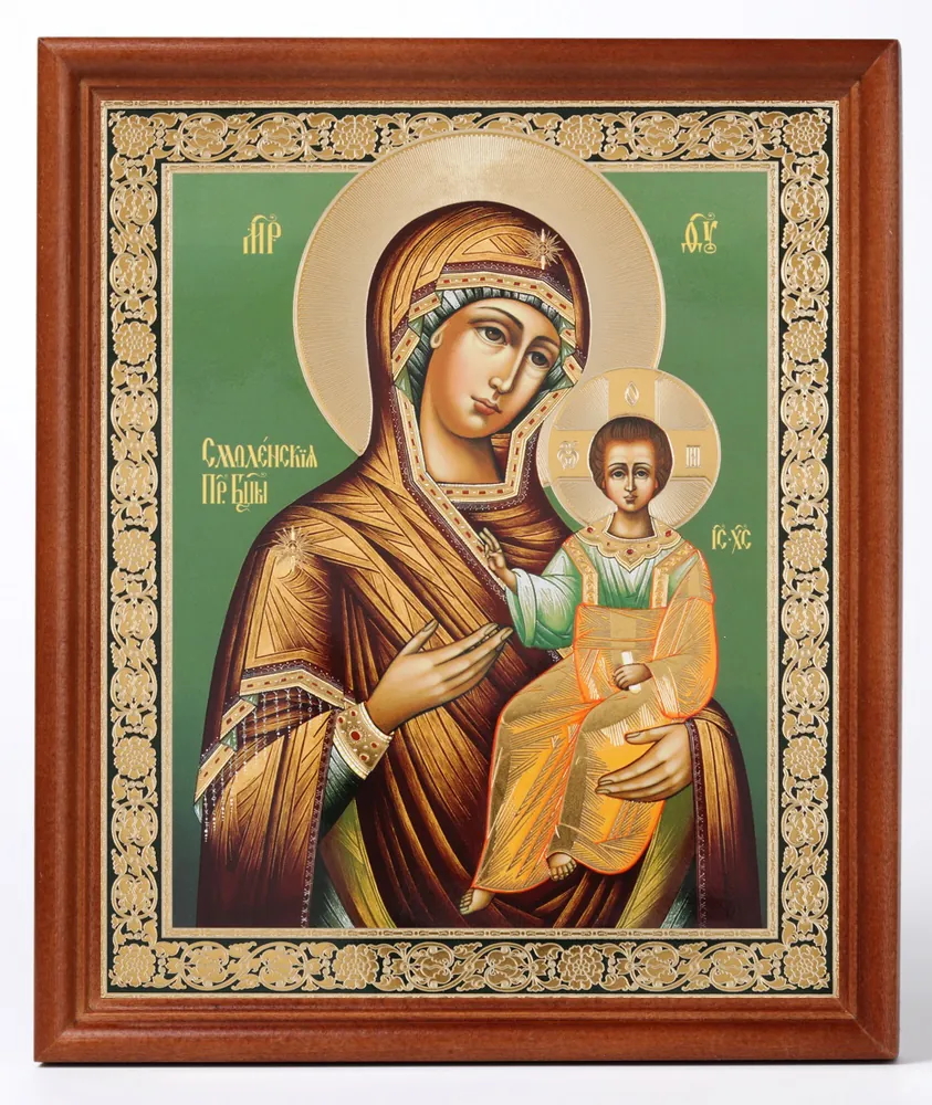 Икона в деревянной рамке №1 18х24 двойное тиснение Смоленская БМ 01