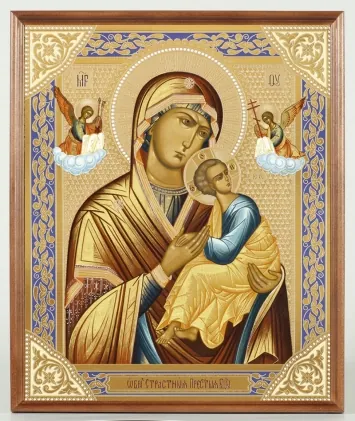 ხატი ხის ჩარჩოში №1 30×40 ორმაგი ტვიფრი, შეფუთვა ვნებათა ღვთისმშობელი 2