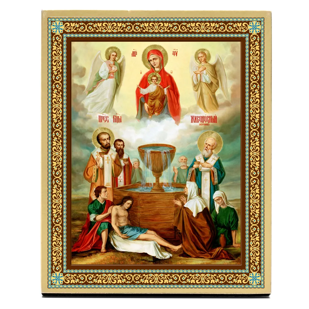 Icon on board 13×15 gilded finish, 3D print, varnish Life-giving Spring 2