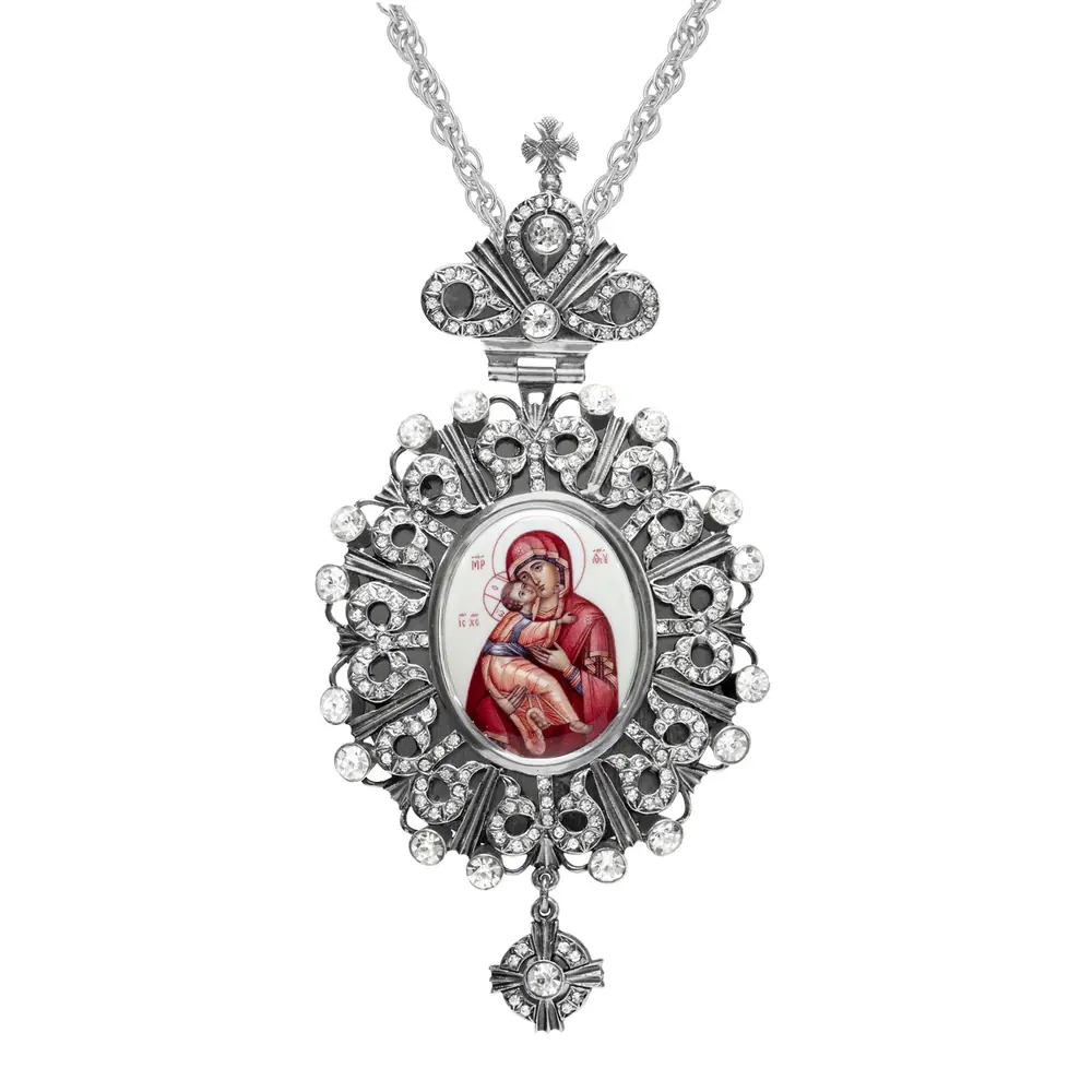 Panagia №76 / silver plating / Vladimir Mother of God