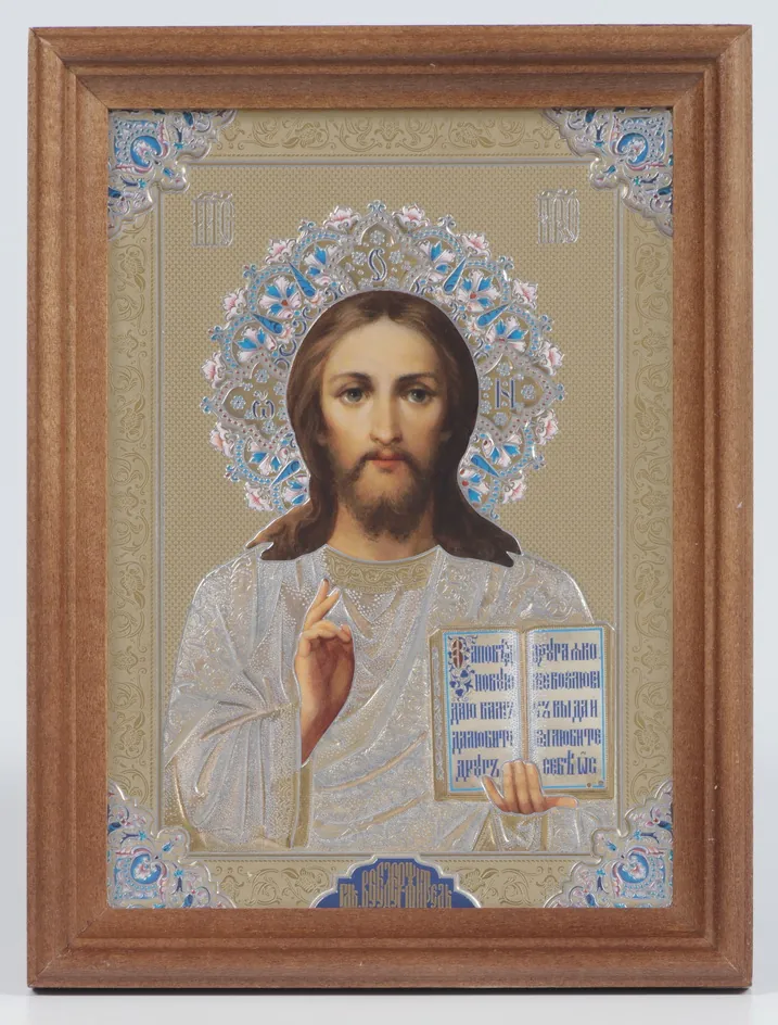 ხატი ხის ჩარჩოში 13×18 რელიეფური ტვიფრი (მინის გარეშე) მაცხოვარი
