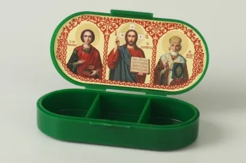Incense holder (tablet box) green Panteleimon-Saviour-Nicholas the Wonderworker