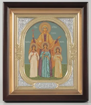 ხატი კიოტში 18×24 რთული, ტემპერა, მოჭედილობა-ჩარჩო №1 რწმენა, იმედი, სიყვარული