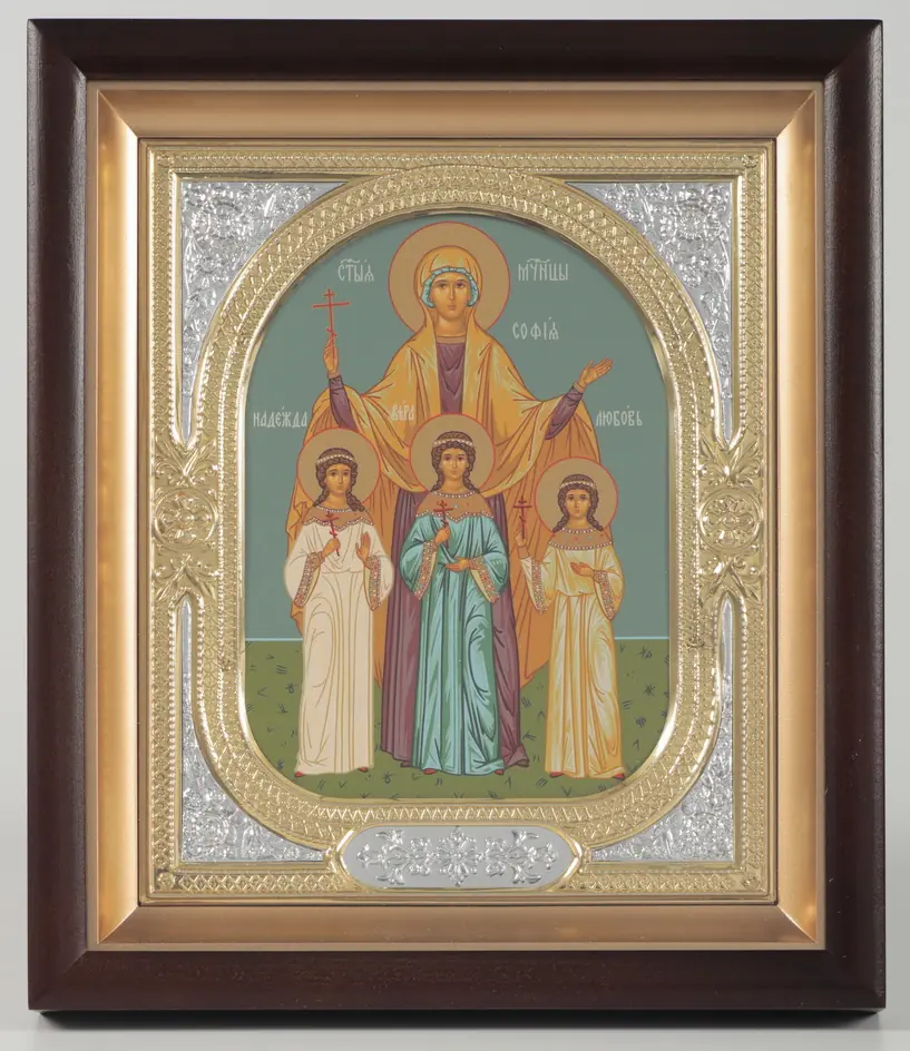 ხატი კიოტში 18×24 რთული, ტემპერა, მოჭედილობა-ჩარჩო №1 რწმენა, იმედი, სიყვარული