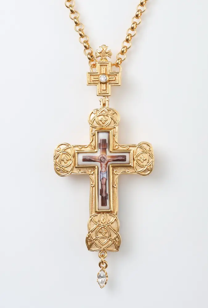 Pectoral cross №135 enamel miniature / gilding / small