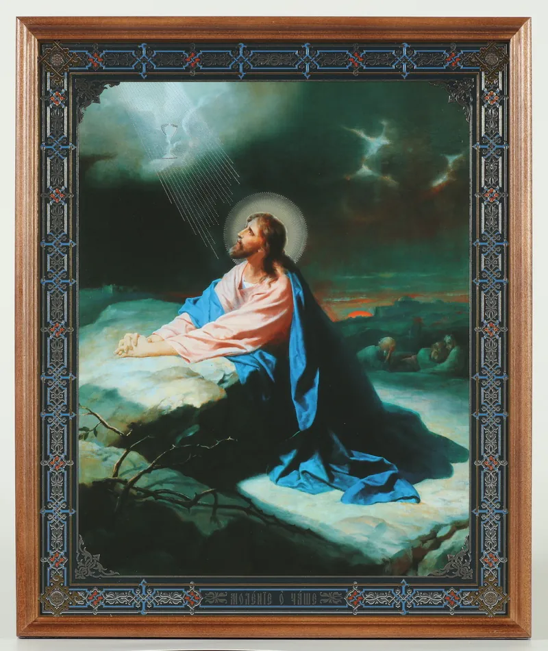 Icon in wooden frame №1 30×40 double embossing, packaging Prayer in the Garden