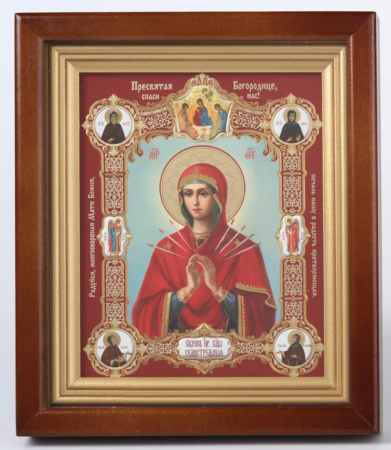Икона в киоте 13х18 сложный, конгрев, плёнка Семистрельная с клеймами
