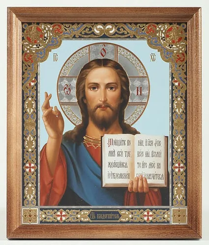Icon in wooden frame №1 18×24 double embossing Saviour 22