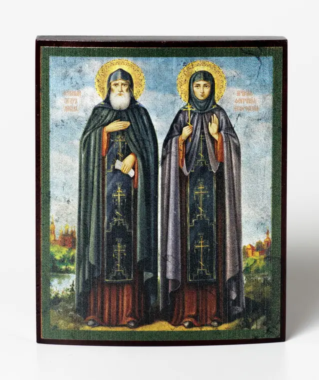 Icon on wood 9×11 varnish Peter and Fevronia 2