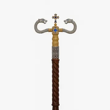 Bishop's staff with cast with finial №6 combined in case