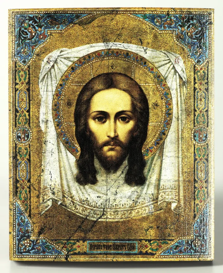 Icon on wood 9×11 varnish Saviour Not Made by Hands