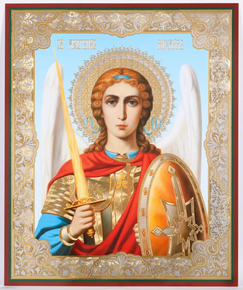 Icon on hardboard №1 18×24 double embossing Archangel Michael (half-length)