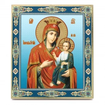 Icon on board 13×15 gilded finish, 3D print, varnish Iveron Mother of God