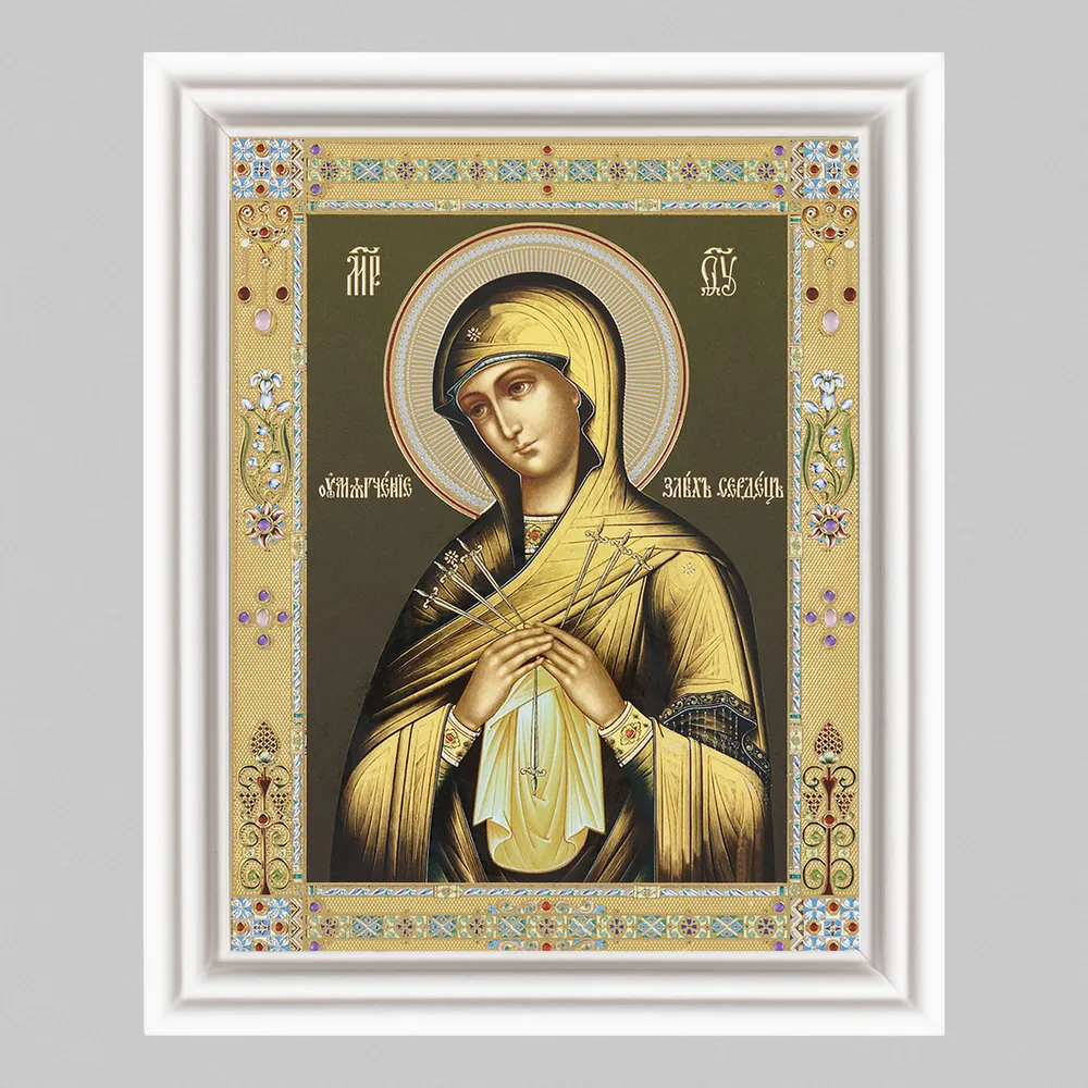 Icon in wooden frame №3 11×13 (white) double embossing Softener of Evil Hearts 4