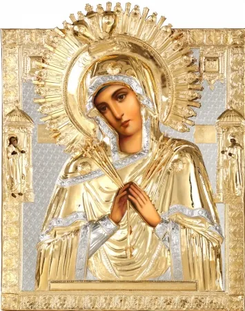 Painted icon of the Mother of God «Softener of Evil Hearts» 50×60, oil, riza cover №267, gilding
