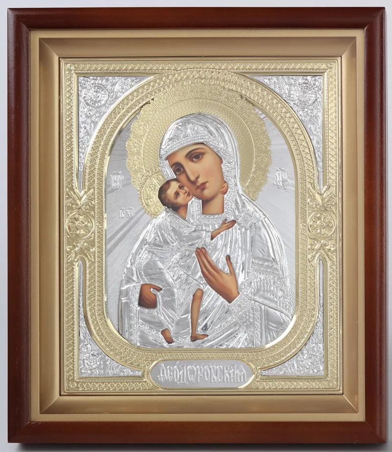 ხატი კიოტში 18×24 რთული, ფოტო, მოცულობითი მოჭედილობა №1 თეოდორეს ღვთისმშობელი