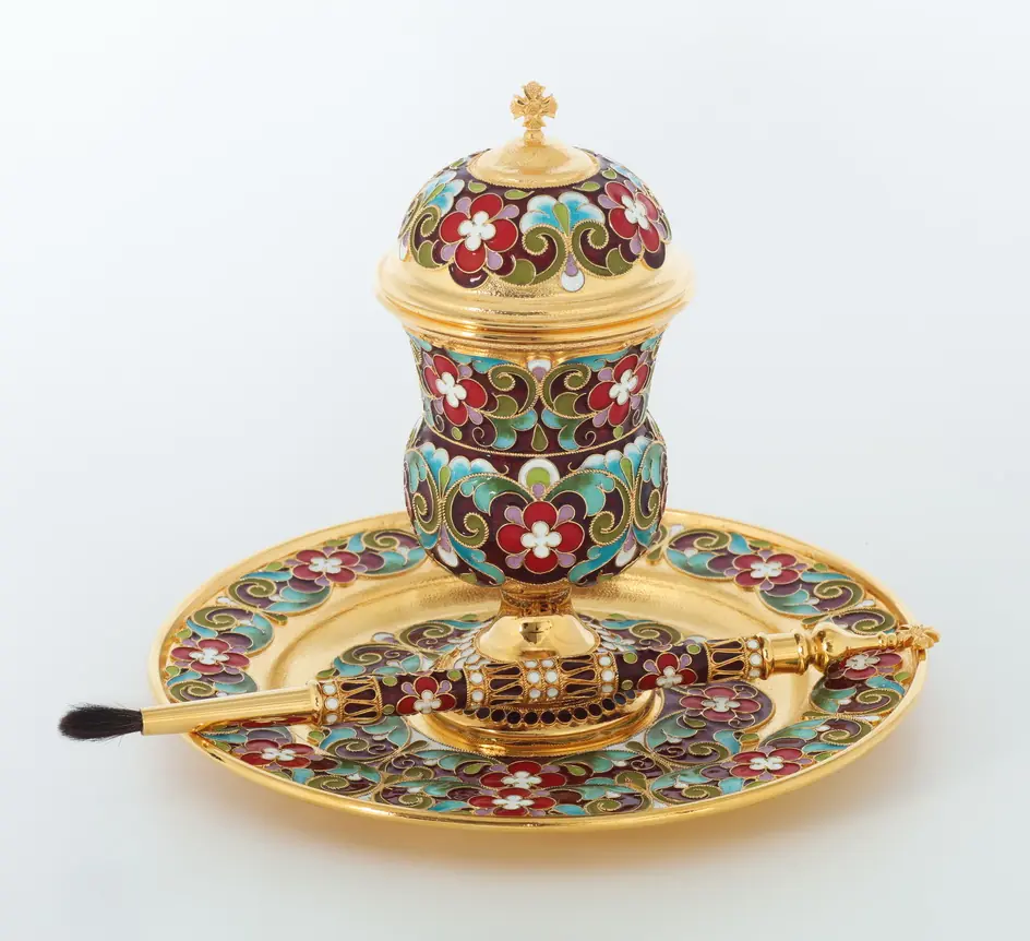 Set for holy oil filigree, enamel / gilding