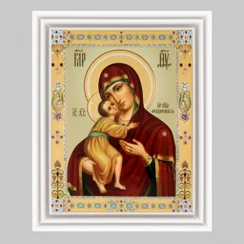 Icon in wooden frame №3 11×13 (white) double embossing Feodorovskaya Mother of God 6