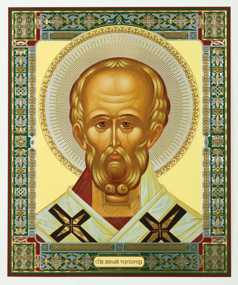 Icon on hardboard №1 30×40 double embossing Nicholas the Wonderworker 24