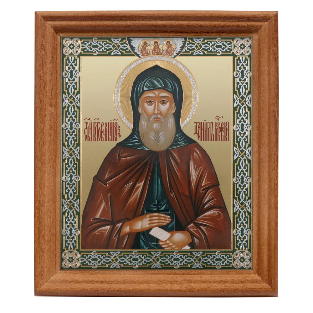 Икона в деревянной рамке №3 11х13 двойное тиснение Даниил Московский