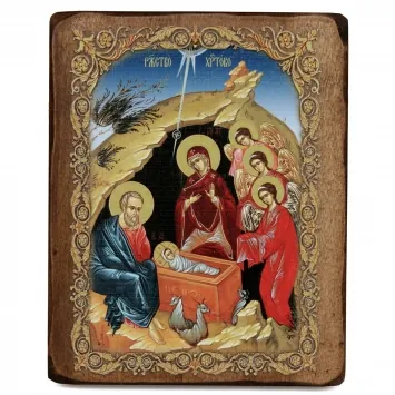 Icon on board 12,5×16,5 3D print, varnish Nativity of Christ 6