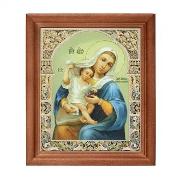 Icon in wooden frame №1 11×13 double embossing Protecting Mother of God 2