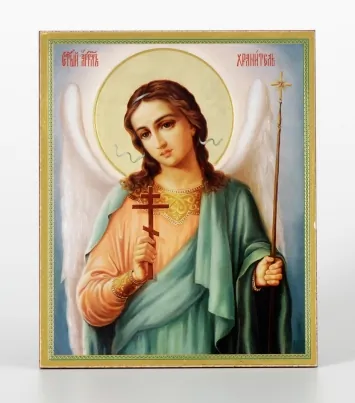 Icon on hardboard №1 11×13 embossing Guardian Angel (half-length) №5