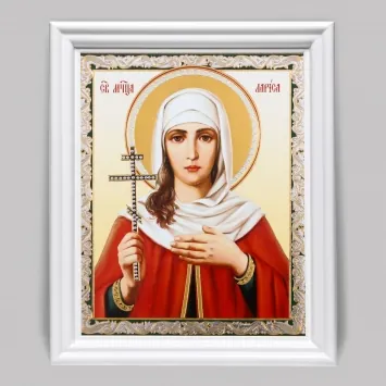 Icon in wooden frame №3 11×13 (white) double embossing Larisa of Gothia Martyr (3)
