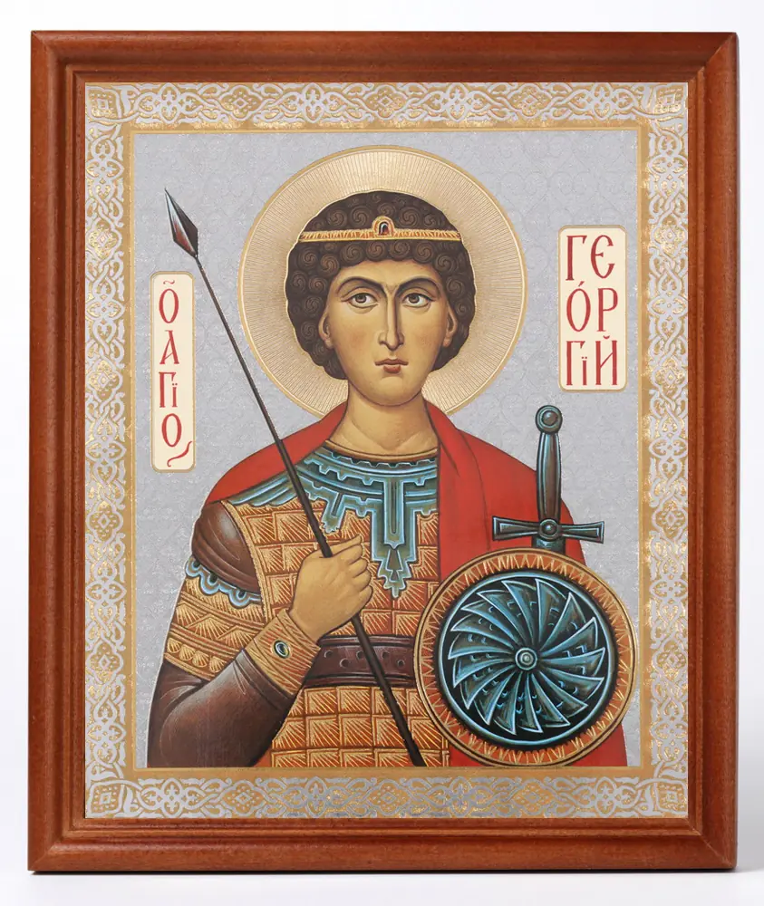 Icon in wooden frame №1 18×24 double embossing George the Victorious 2
