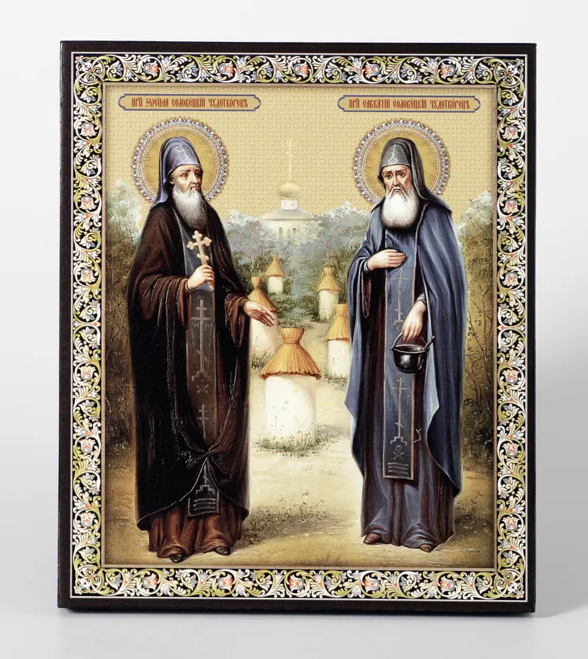 Icon on board 22×26 3D print, varnish Zosimas and Sabbatius