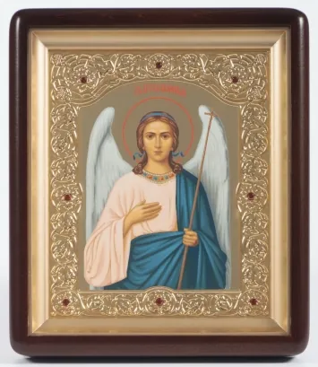 Icon in icon case 18×24 shaped, tempera №8, shaped frame, gilded Guardian Angel 1