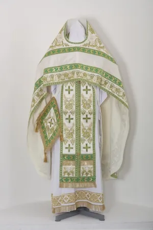Priest's vestment №38 linen satin-stitch embroidery sewn-on galloon