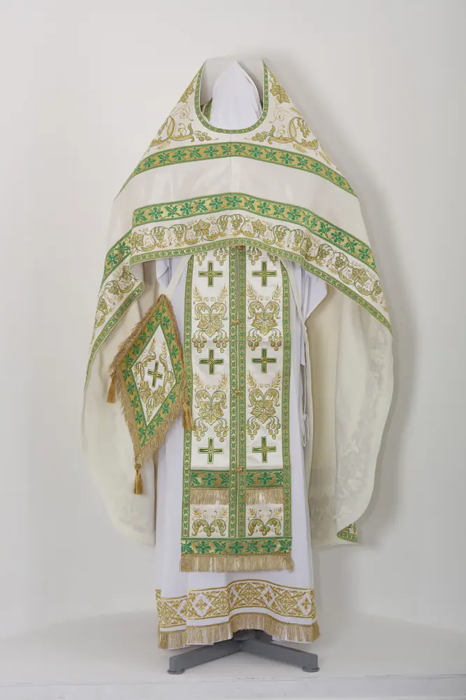 Priest's vestment №38 linen satin-stitch embroidery sewn-on galloon