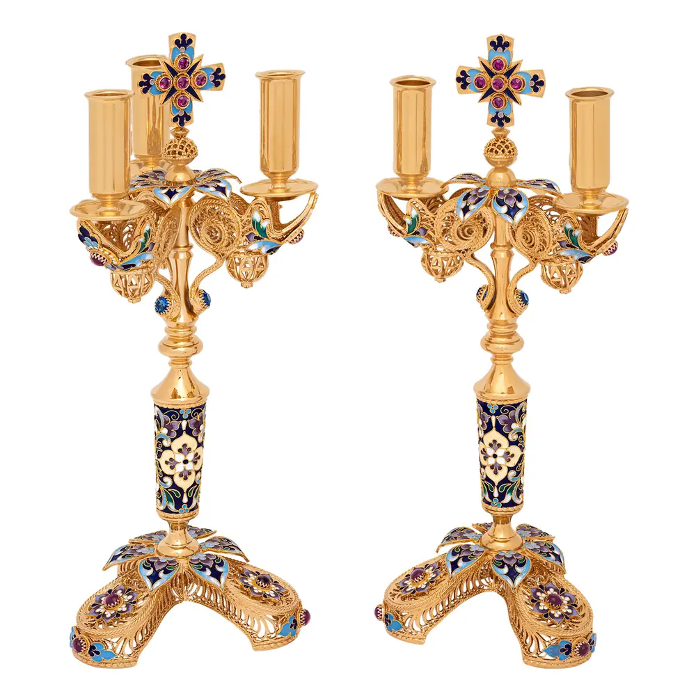 Dikirion-trikirion №23 filigree, enamel / gilding