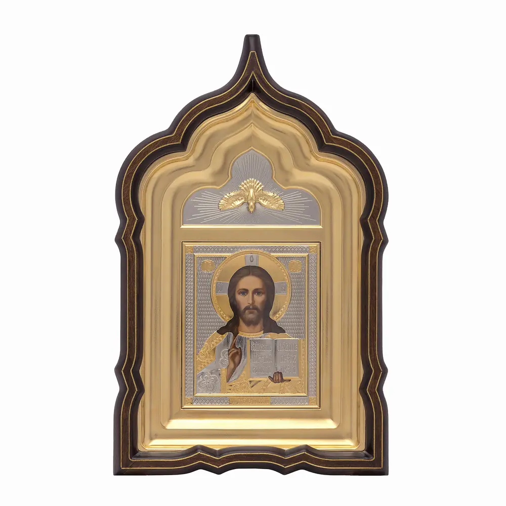 Painted icon in icon case 11×13 oil, riza cover, icon case №24 Saviour