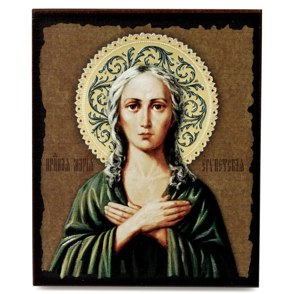 Icon on board 9×11 3D print, varnish Mary of Egypt