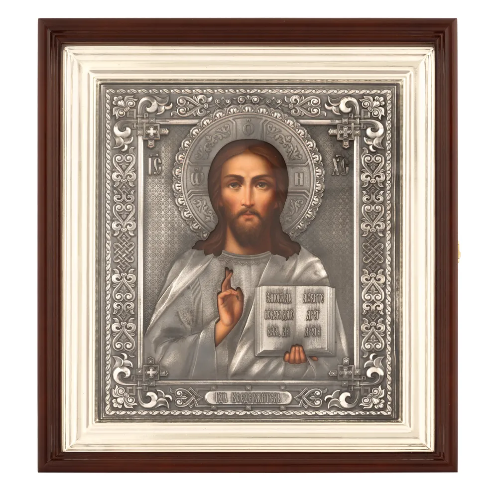 ფერწერული ხატი კიოტში 24×30 ზეთი, მოჭედილობა №304, გაშავებული მოვერცხლვა, კიოტი №1 მაცხოვარი