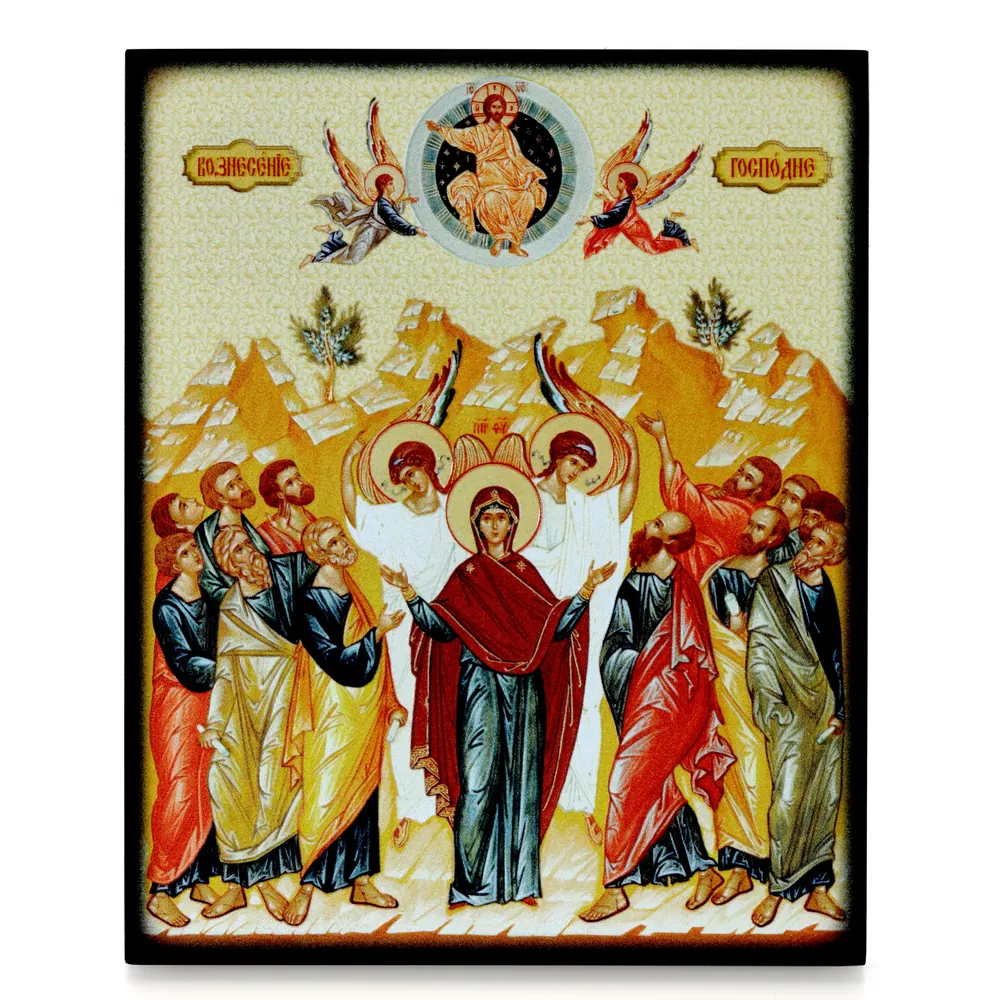 Icon on board 13×15 3D print, varnish Ascension of the Lord