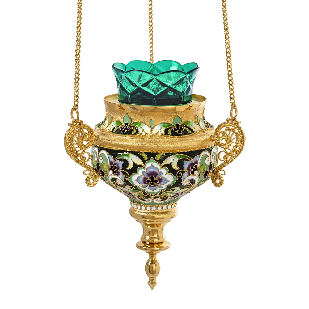 Filigree vigil lamp №3 enamel / gilding