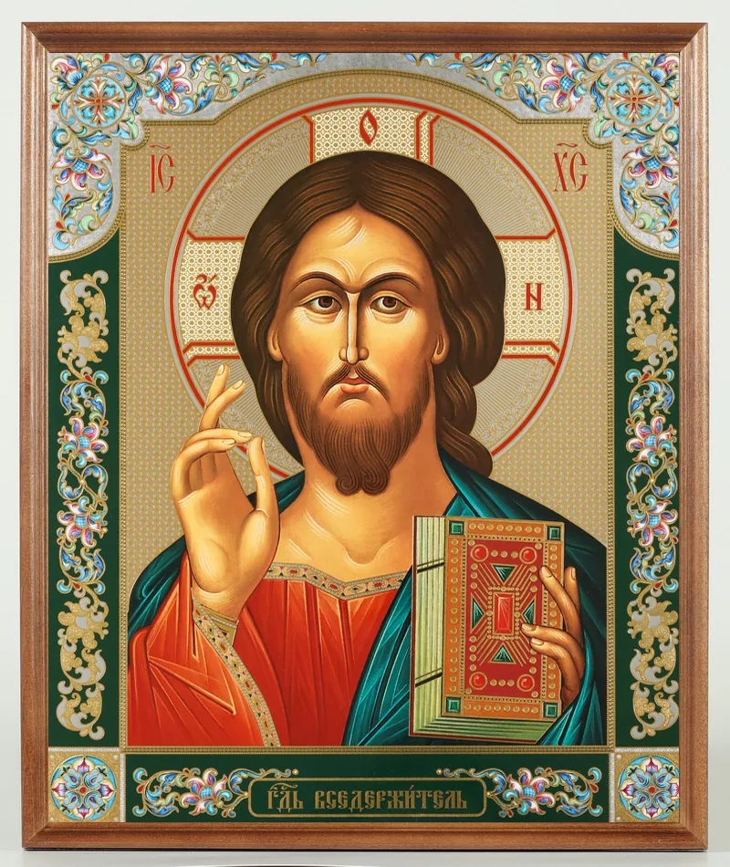 Икона в деревянной рамке №1 30х40 двойное тиснение, упаковка Спаситель 10