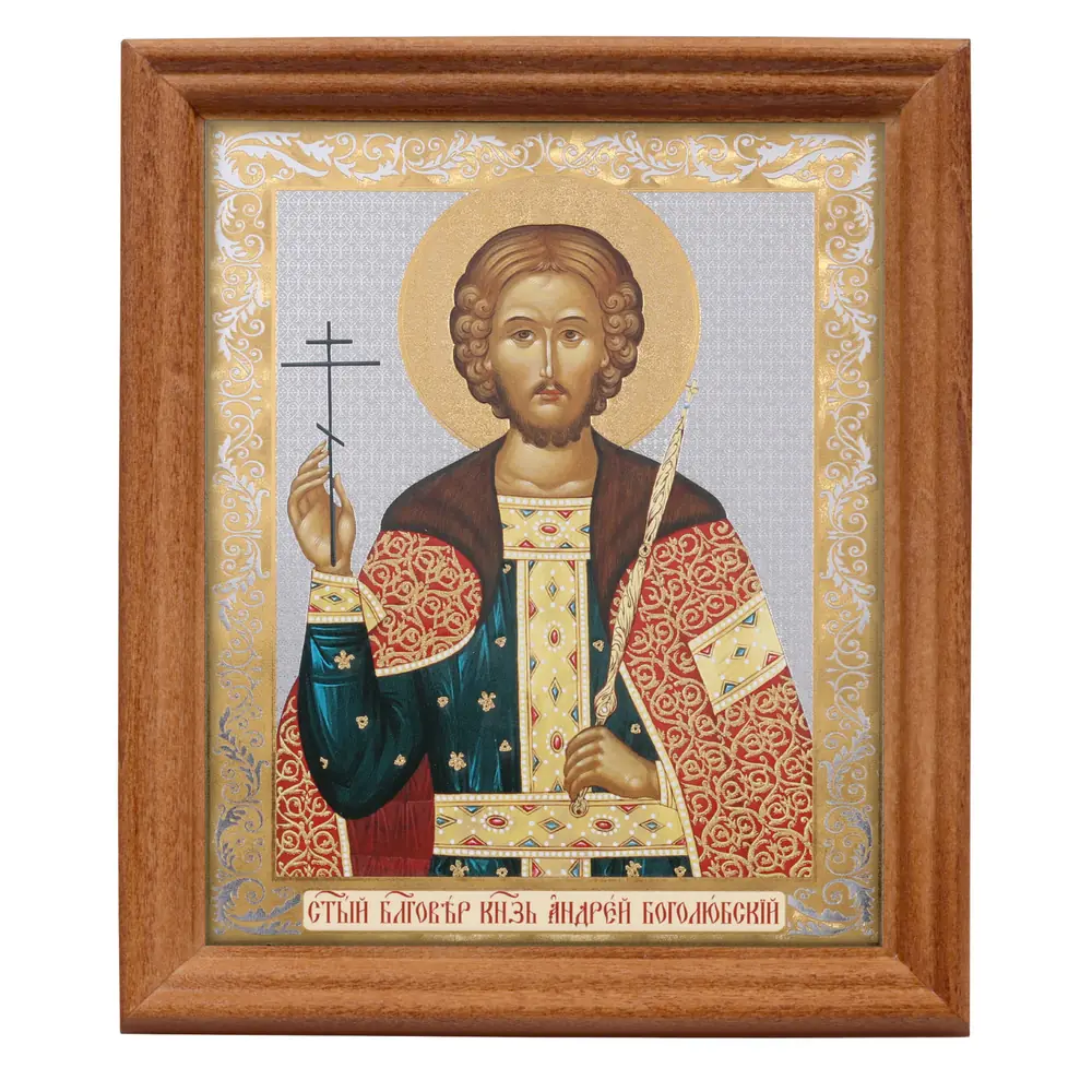 Icon in wooden frame №3 11×13 double embossing Andrew Bogolyubsky