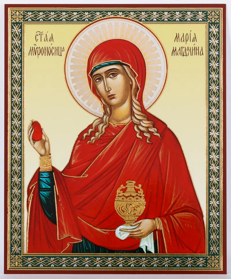 Икона на деревянном планшете 11х13 двойное тиснение Мария Магдалина, равноап. (4)