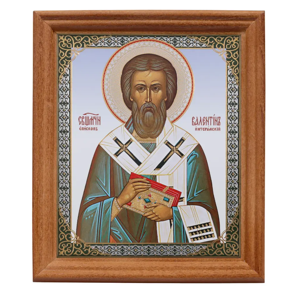 Icon in wooden frame №3 11×13 double embossing Valentine of Interamna