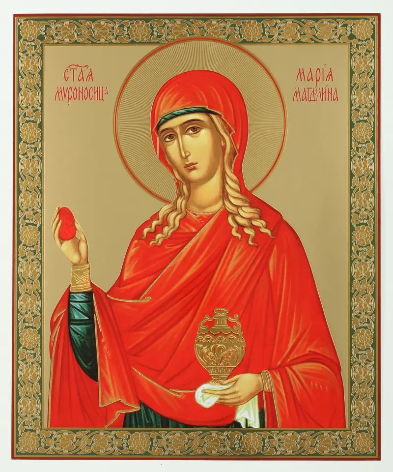 Icon on hardboard №1 30×40 double embossing Mary Magdalene, Equal-to-the-Apostles (4)